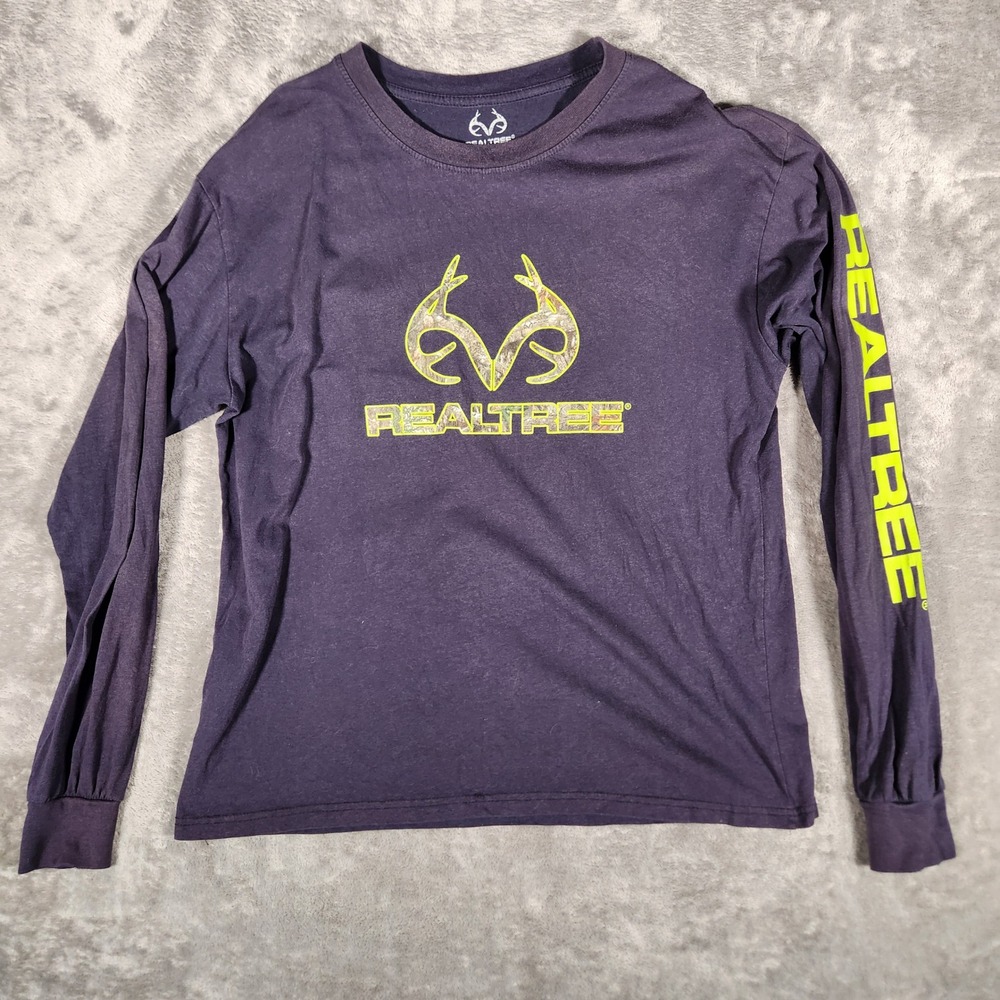 Realtree Long Sleeve T-Shirt Mens XL Purple Excellent Camo Logo 90783